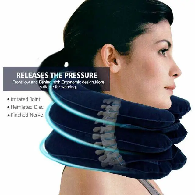 Alt view image 7 of 7 - Cervical Neck Traction Device Collar Brace Support Pain Relief Stretcher Therapy