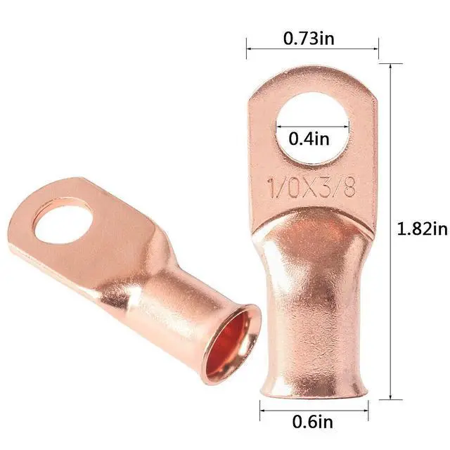 Alt view image 5 of 7 - 20PCS 1/0 AWG Gauge Copper Lugs W/ BLACK & RED Heat Shrink Ring Terminals Wire