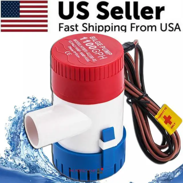 Alt view image 2 of 7 - 1100GPH 12V Electric Marine Submersible Bilge Sump Water Pump For Boat 3/4" Hose