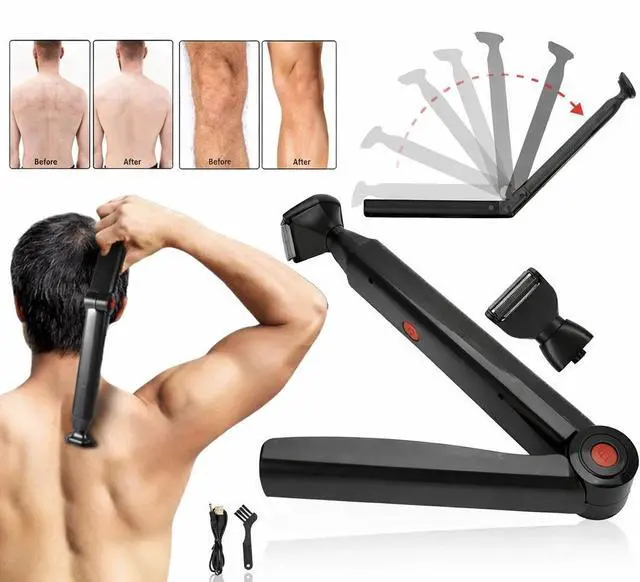 Main image of Long Handle Electric Back Shaver For Men Body Hair Removal Razor USB Recharge US
