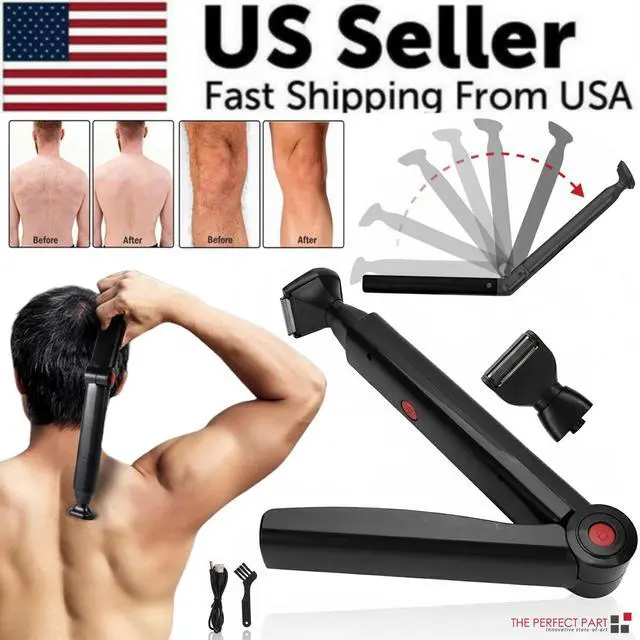 Alt view image 2 of 7 - Long Handle Electric Back Shaver For Men Body Hair Removal Razor USB Recharge US