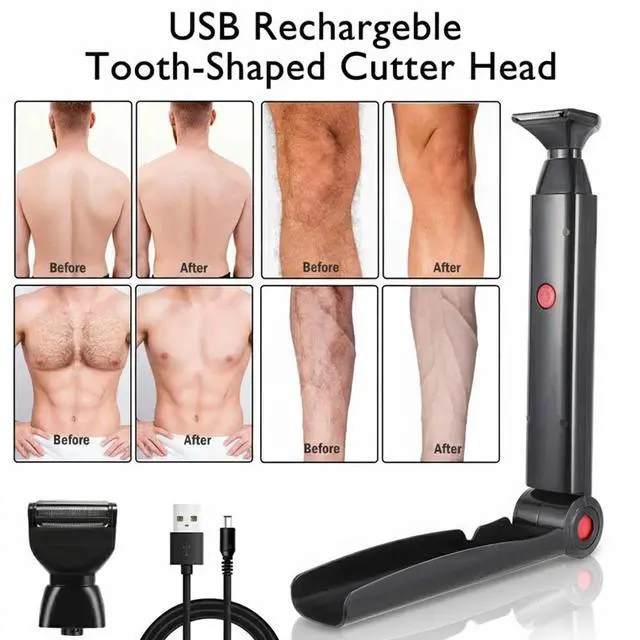 Alt view image 5 of 7 - Long Handle Electric Back Shaver For Men Body Hair Removal Razor USB Recharge US