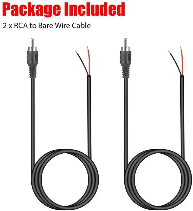 Alt view image 5 of 7 - 2-Pack 10 FT RCA Male Plug to Bare Wire Audio Speaker Subwoofer HDTV Cable Cord