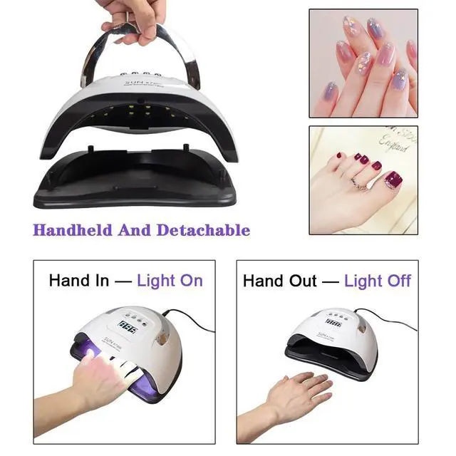 Alt view image 4 of 7 - 220W Nail Dryer LED Lamp UV Light Polish Gel Curing Machine Electric Manicure