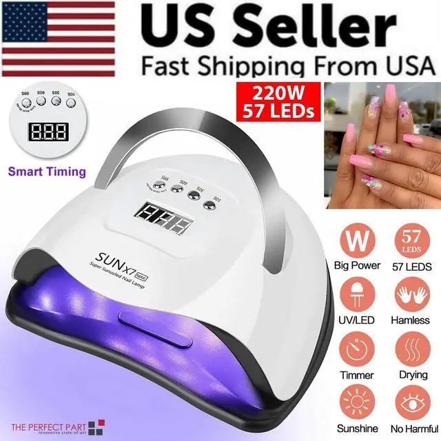Alt view image 2 of 7 - 220W Nail Dryer LED Lamp UV Light Polish Gel Curing Machine Electric Manicure