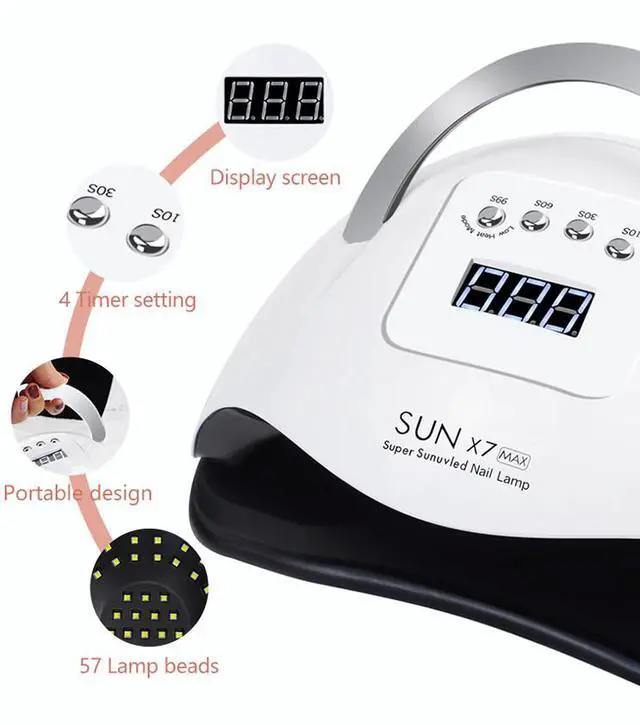 Alt view image 7 of 7 - 220W Nail Dryer LED Lamp UV Light Polish Gel Curing Machine Electric Manicure