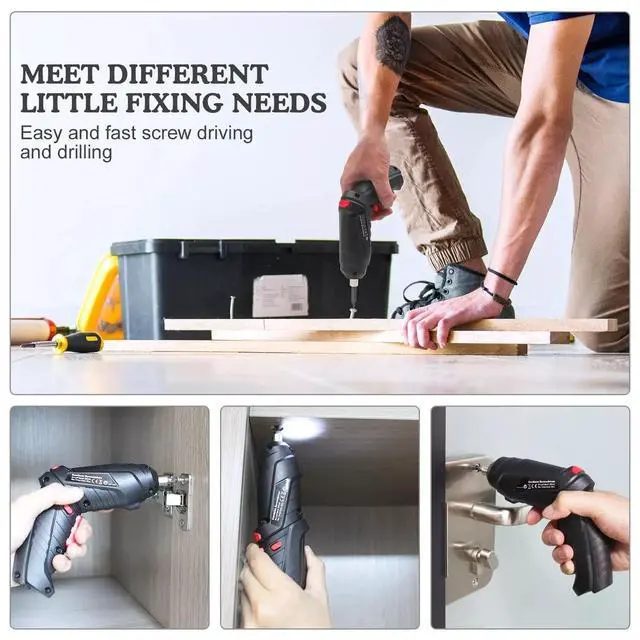 Alt view image 7 of 7 - 3.6V Cordless Electric Screwdriver Set USB Charging 3Nm Screw Gun With LED Light