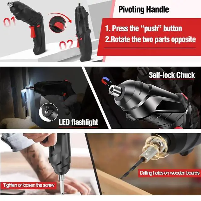 Alt view image 6 of 7 - 3.6V Cordless Electric Screwdriver Set USB Charging 3Nm Screw Gun With LED Light
