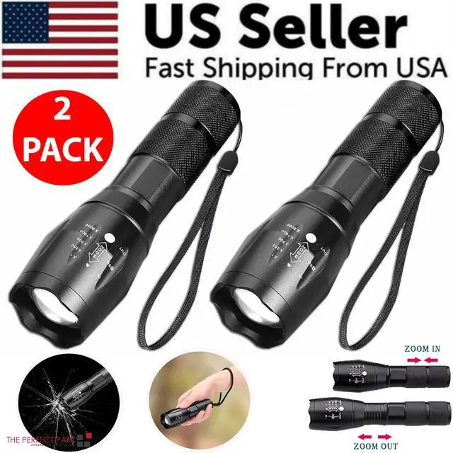 Alt view image 2 of 7 - Super-Bright 90000LM LED Tactical Flashlight 5 Modes Zoomable Torch Searchlight