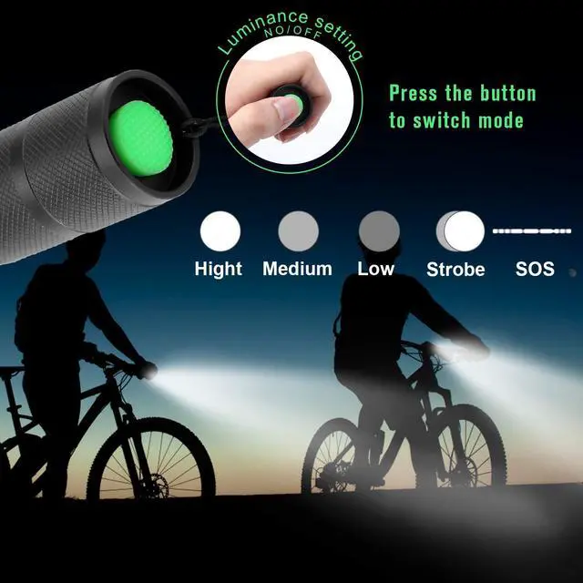 Alt view image 6 of 7 - Super-Bright 90000LM LED Tactical Flashlight 5 Modes Zoomable Torch Searchlight
