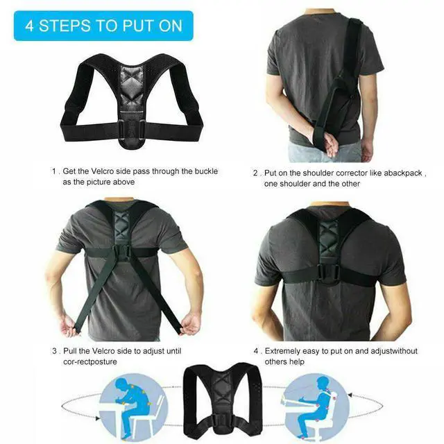 Alt view image 5 of 7 - Posture Corrector Adjustable Back Brace Shoulder Support Clavicle Belt Men Women