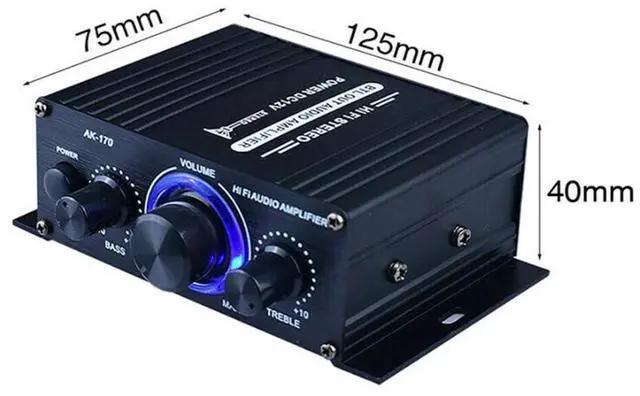 Alt view image 4 of 7 - 400W 12V 2 Channel Powerful Stereo Audio Power Amplifier HiFi Bass Amp Car Home