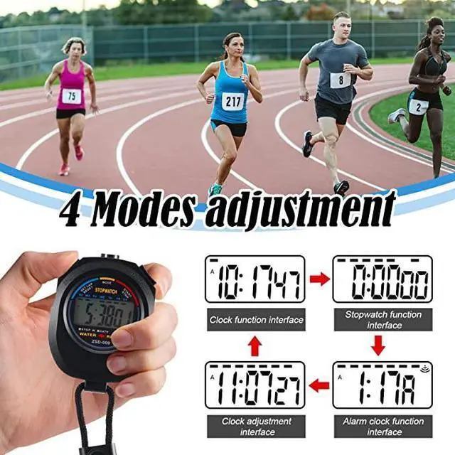 Alt view image 3 of 7 - 2PCS SET Digital Stopwatch Sports Counter Chronograph Date Timer Odometer Watch