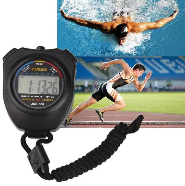 Alt view image 4 of 7 - 2PCS SET Digital Stopwatch Sports Counter Chronograph Date Timer Odometer Watch