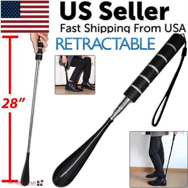 Main image of Shoe Horn Extra Long Handle Stainless Steel 28" Handled Metal Shoehorn Horns