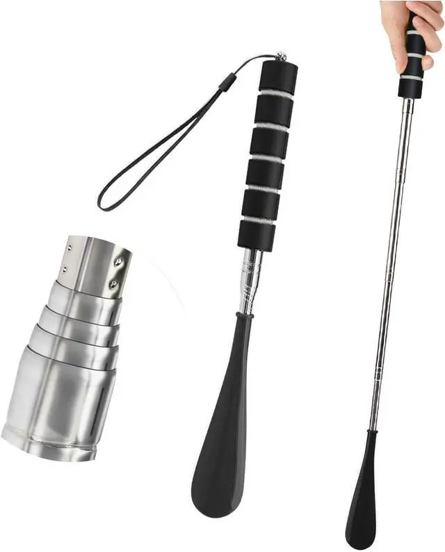 Alt view image 2 of 7 - Shoe Horn Extra Long Handle Stainless Steel 28" Handled Metal Shoehorn Horns