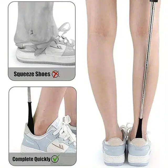 Alt view image 4 of 7 - Shoe Horn Extra Long Handle Stainless Steel 28" Handled Metal Shoehorn Horns