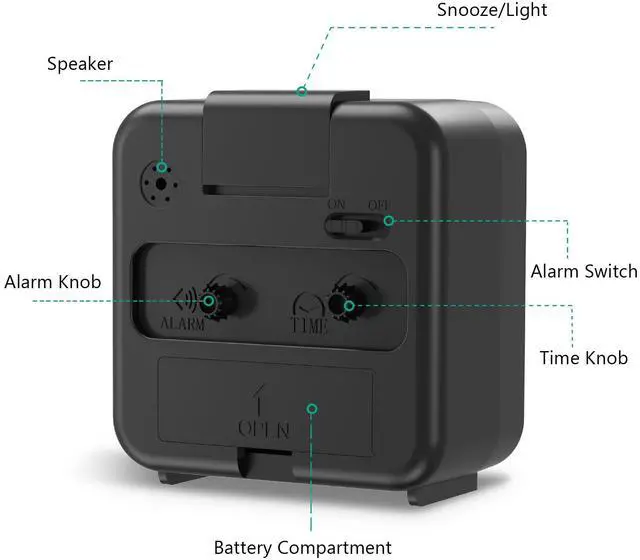 Alt view image 4 of 7 - LED Desk Alarm Clock Nightlight Snooze Quiet Non Ticking Battery Powered Bedroom