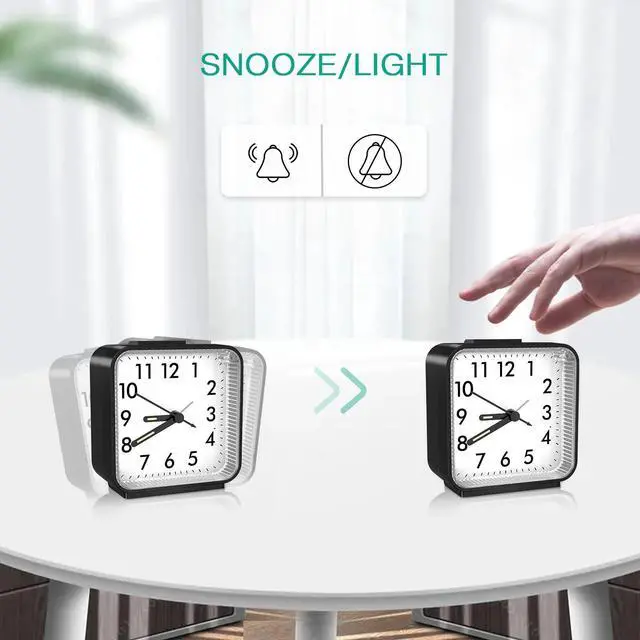 Alt view image 3 of 7 - LED Desk Alarm Clock Nightlight Snooze Quiet Non Ticking Battery Powered Bedroom