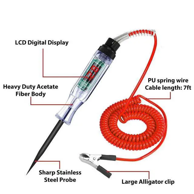 Alt view image 3 of 7 - Digital Electric Voltage Circuit Tester Automotive Test Light Car Truck 6-24V US