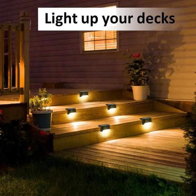 Alt view image 4 of 7 - 8 Pack New Solar Deck Lights Outdoor Waterproof LED Steps Lamps For Stairs Fence