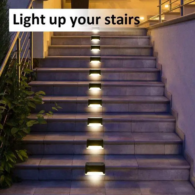 Alt view image 3 of 7 - 8 Pack New Solar Deck Lights Outdoor Waterproof LED Steps Lamps For Stairs Fence