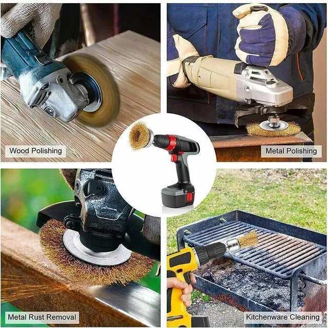 Alt view image 5 of 7 - 6PC Wire Wheel Cup Brush Set Coarse Crimped Carbon Steel Shank Drill Attachments