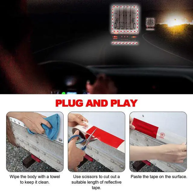 Alt view image 7 of 7 - Reflective Tape CONSPICUITY Trailer Safety Warning Sign Auto Truck Red White NEW