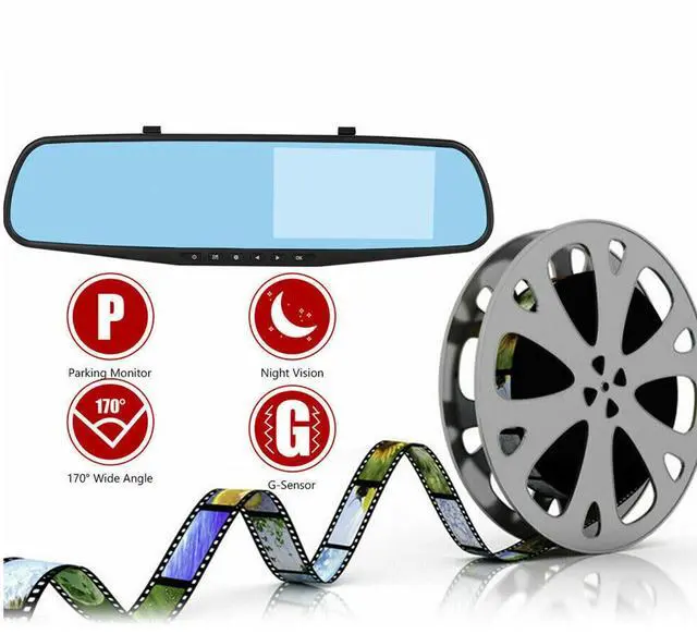Alt view image 3 of 7 - 1080P HD Rearview Mirror Car DVR Dual Dash Cam Camera Front Rear Video Recorder