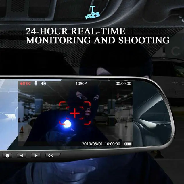 Alt view image 4 of 7 - 1080P HD Rearview Mirror Car DVR Dual Dash Cam Camera Front Rear Video Recorder