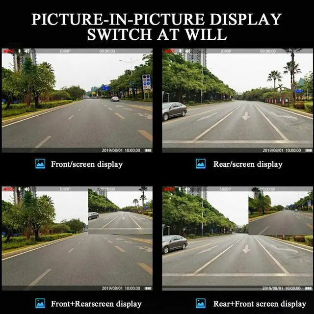 Alt view image 6 of 7 - 1080P HD Rearview Mirror Car DVR Dual Dash Cam Camera Front Rear Video Recorder