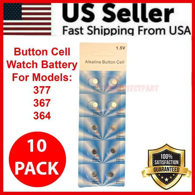 Alt view image 2 of 7 - 10 x OEM SPEC 377 376 364 363 WATCH BATTERY SR626SW SR626W Silver Oxide Battery