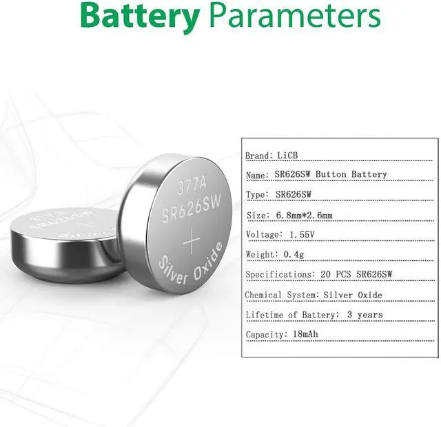 Alt view image 6 of 7 - 10 x OEM SPEC 377 376 364 363 WATCH BATTERY SR626SW SR626W Silver Oxide Battery
