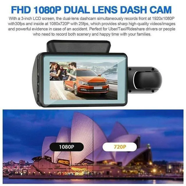 Alt view image 5 of 7 - 1080P Dual Lens Car DVR Dash Cam Video Recorder G-Sensor Front And Inside Camera