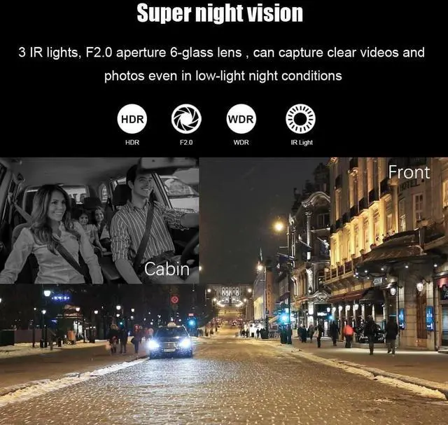 Alt view image 7 of 7 - 1080P Dual Lens Car DVR Dash Cam Video Recorder G-Sensor Front And Inside Camera
