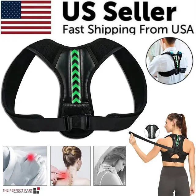 Alt view image 2 of 7 - Shoulder Support Adjustable Back Pain Support Posture Corrector Brace Belt Strap