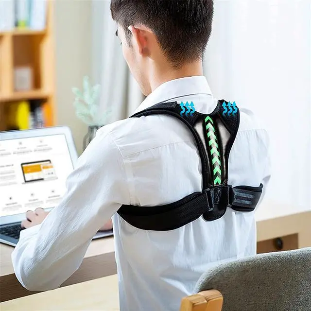 Alt view image 6 of 7 - Shoulder Support Adjustable Back Pain Support Posture Corrector Brace Belt Strap
