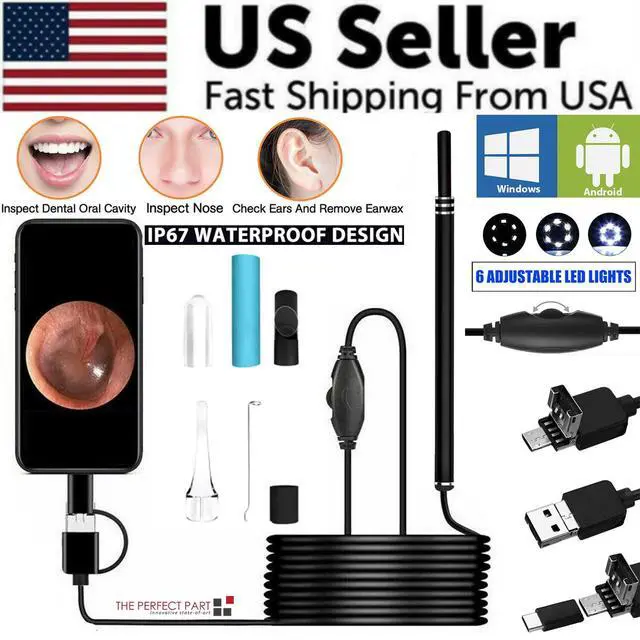 Alt view image 2 of 7 - LED Ear Endoscope HD Otoscope Ear Wax Cleaning Camera Tool Cleaner Removal Kit