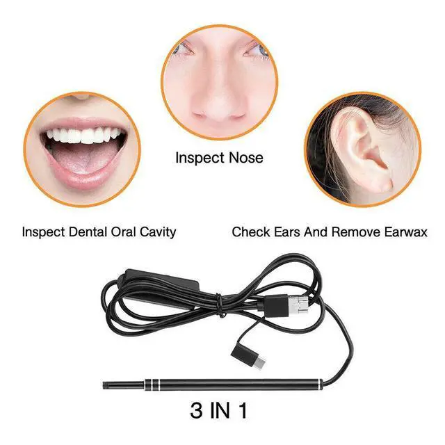 Alt view image 3 of 7 - LED Ear Endoscope HD Otoscope Ear Wax Cleaning Camera Tool Cleaner Removal Kit