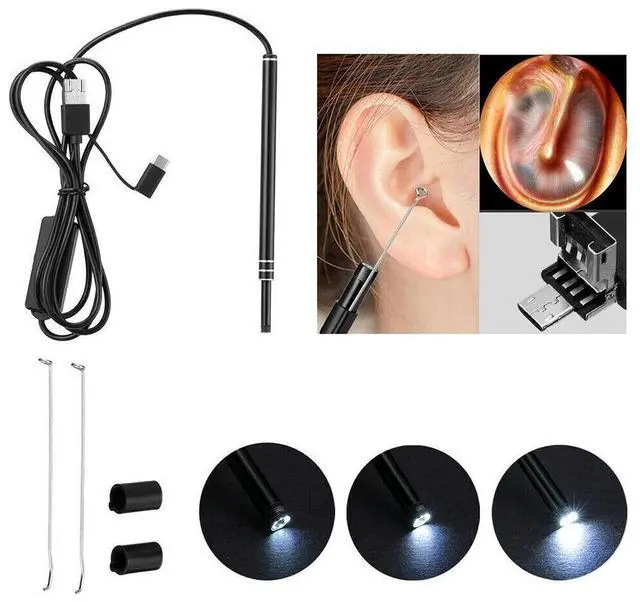 Alt view image 6 of 7 - LED Ear Endoscope HD Otoscope Ear Wax Cleaning Camera Tool Cleaner Removal Kit