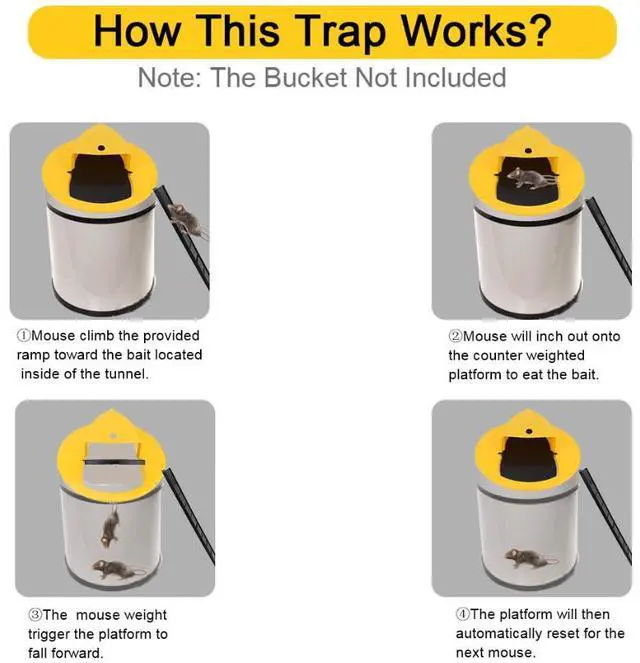 Alt view image 4 of 7 - Mouse Rat Trap Flip & Slide Mouse Trap Bucket Catcher Mousetrap Slide Bucket Lid