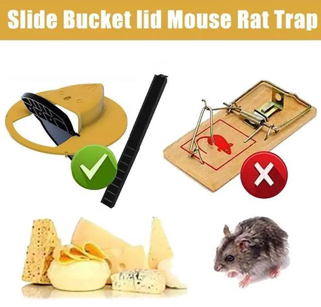 Alt view image 7 of 7 - Mouse Rat Trap Flip & Slide Mouse Trap Bucket Catcher Mousetrap Slide Bucket Lid