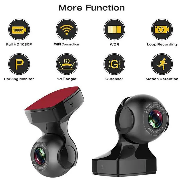 Alt view image 3 of 7 - 170° WiFi Dash Cam Recorder Car Camera HD 1080P Car DVR Vehicle Video G-Sensor