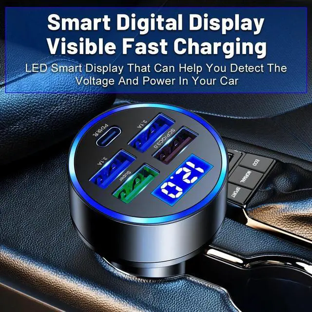 Alt view image 3 of 7 - 5 USB Port Super Fast Car Charger Adapter For iPhone Samsung Android Cell Phone