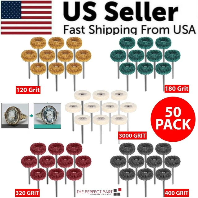 Alt view image 2 of 7 - 50 Metal Polishing Buffing Wheel Burr Kit Rotary Tool Accessories Set For Dremel