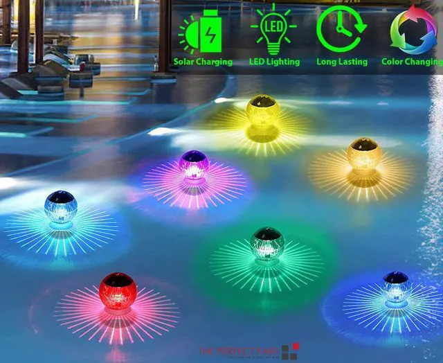 Alt view image 6 of 7 - Outdoor Solar LED Floating Light Garden Pond Pool Lamp Rotating RGB Color Change