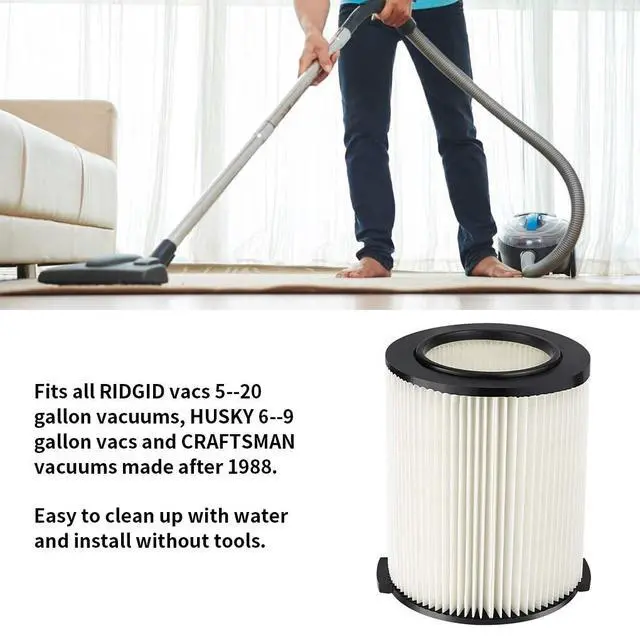 Alt view image 6 of 7 - VF4000 Replacement RIDGID Wet/Dry Washable Vacuum Garage Shop Vac Pleated Filter