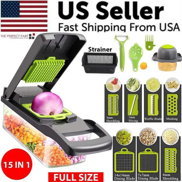 Alt view image 2 of 7 - 15-In-1 Vegetable Fruit Chopper Cutter Food Onion Veggie Dicer Slicer Kitchen