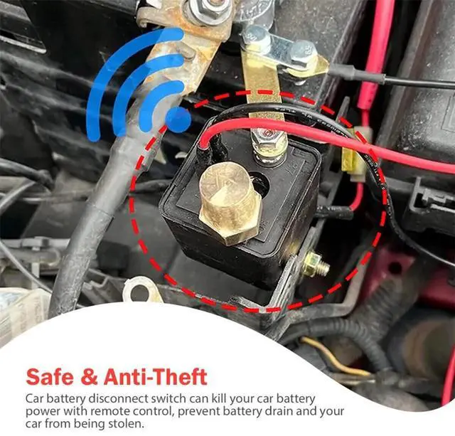 Alt view image 6 of 7 - Car Battery Disconnect Switch Remote Control Power Kill Master Isolator Cut Off