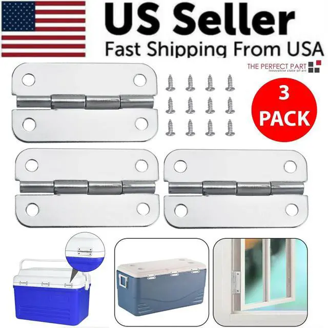 Alt view image 2 of 7 - 3PCS Stainless Steel Cooler Hinges & Screws Replacements For Igloo Cooler Parts